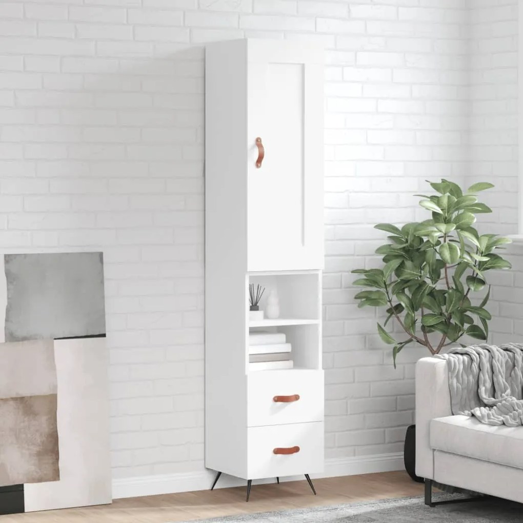 Credenza Bianca 34,5x34x180 Cm İn Legno Multistrato /