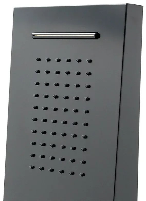 Soffione doccia a sbalzo 22x50 cm nero opaco in acciaio inox con cascata
