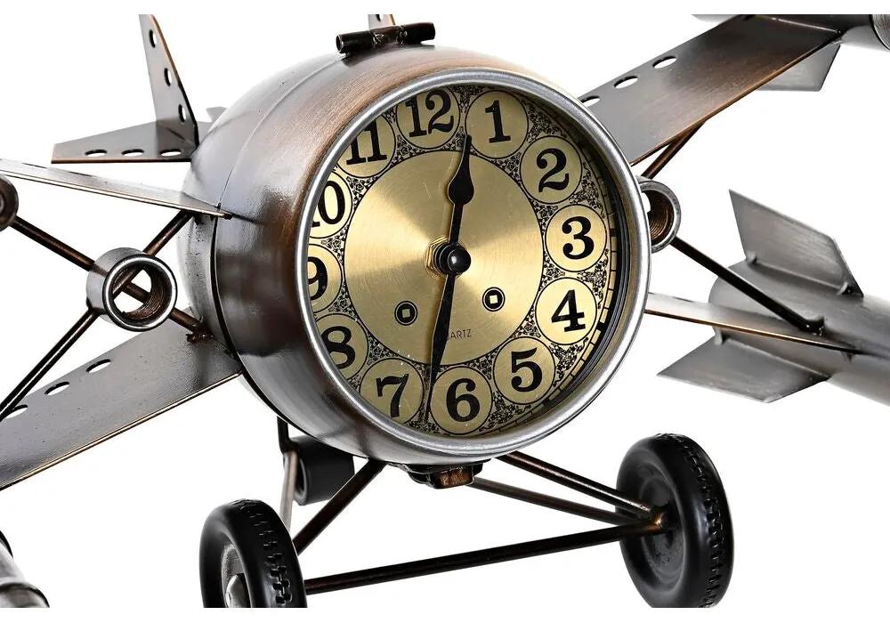 Orologio da Tavolo DKD Home Decor Argentato Dorato Ferro Aereo (38,5 x 28 x 19,5 cm) (2 Unità)