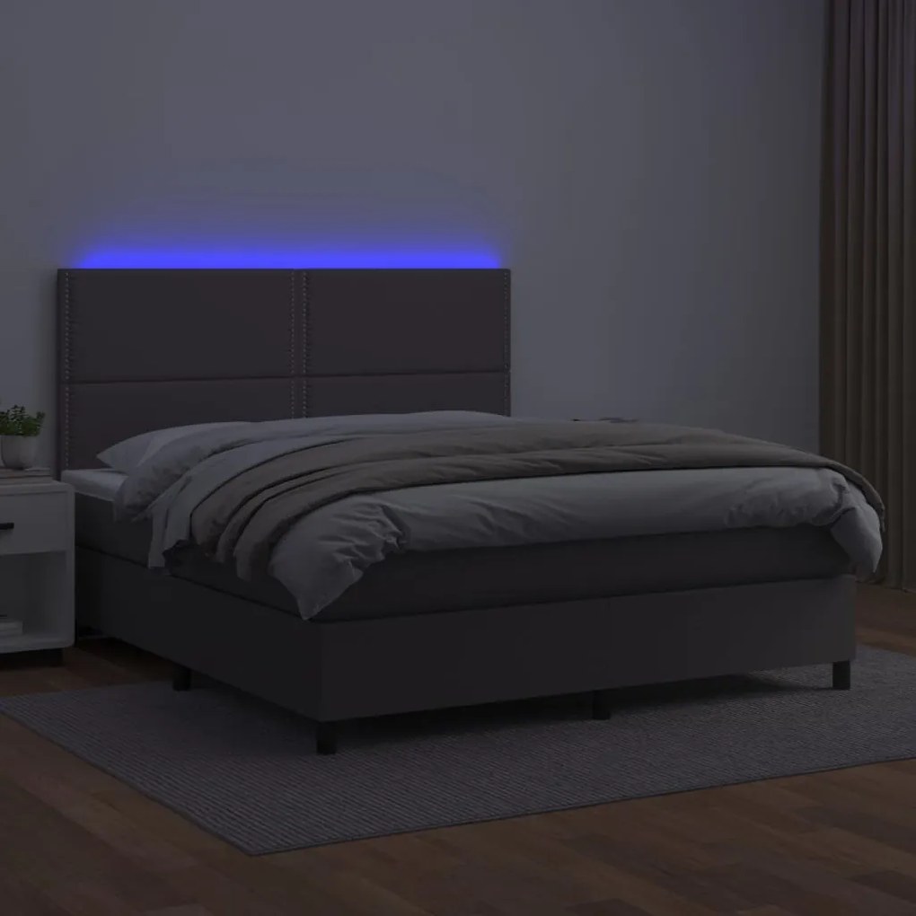 Giroletto molle con materasso e led grigio 180x200cm similpelle