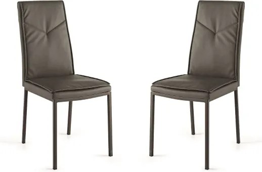 Sedia ecopelle da pranzo Marrone - VIVIENNE 2 sedie