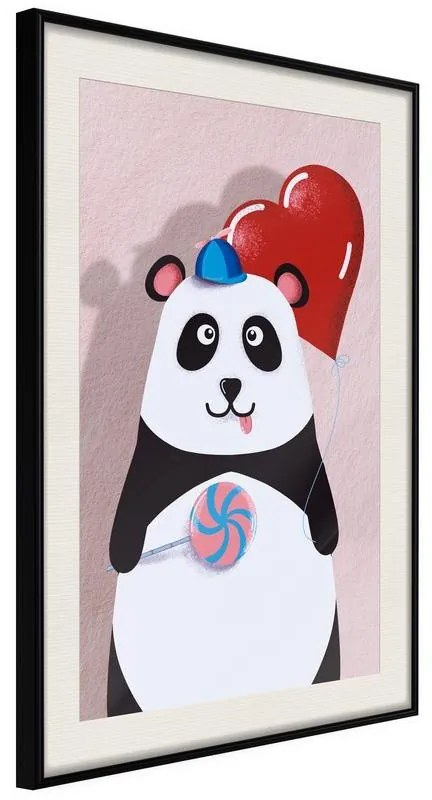 Poster  Happy Panda  Cornice Quadri Cornice nera con pass-partout, Larghezza x Altezza Home decor 20x30