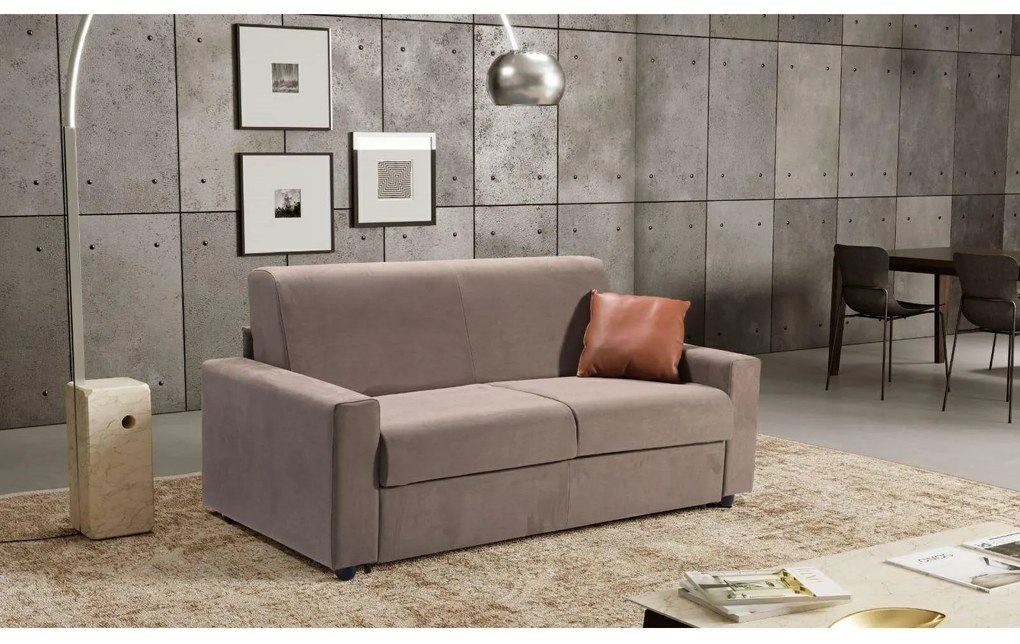 Divano letto ribaltone 200 x 94 x 87 con materasso in finitura Bronx Taupe - Zenith