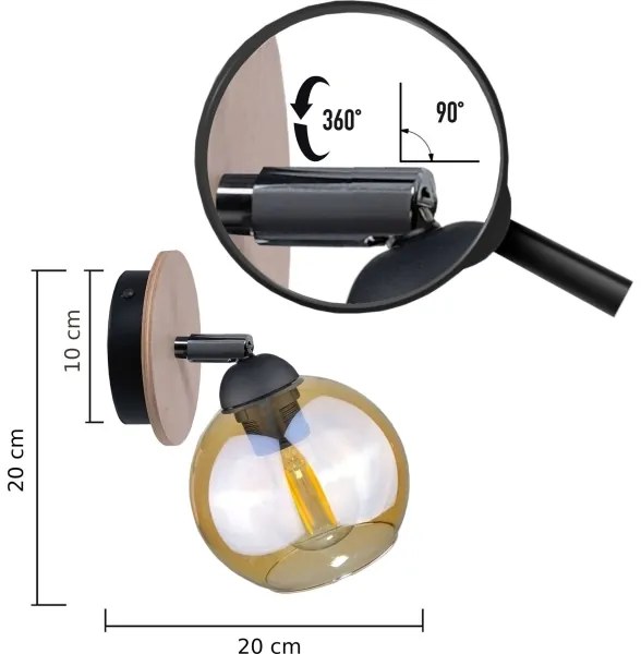 Faretto da parete THEA WOOD 1xE27/60W/230V