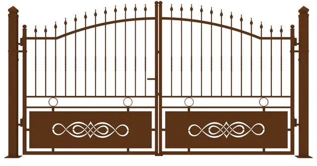Cancello manuale battente Lavaredo in ferro, apertura centrale, L 358.5, H 165-190 cm, di colore ruggine