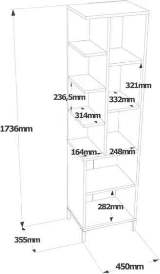 Colonna Bagno Multiuso Armadietto 45x36x174H Rovere E Bianco Vitale