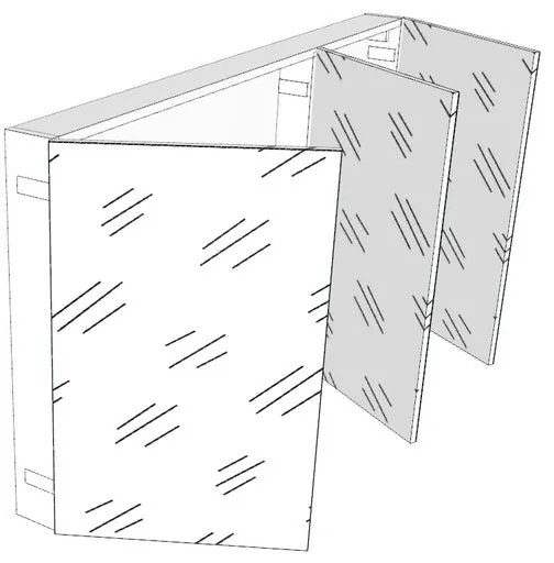 Pensile bagno Easy colore su ordinazione, 3 ante apertura da sinistra P 20 x L 140 x H 75 cm