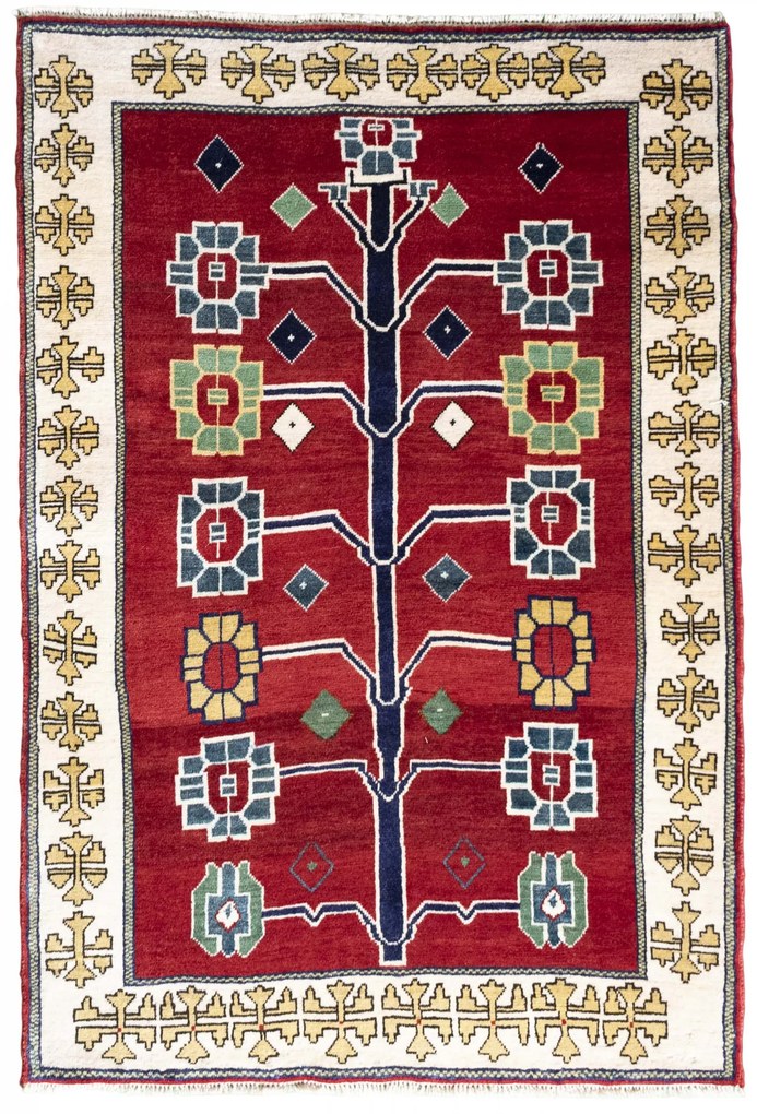 Gabbeh Tappeto 110x160 Rosso (Iran) Annodato A Mano