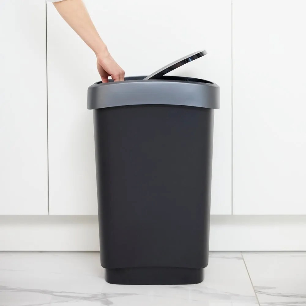 Cestino in plastica riciclata argento-nero 25 l Twist - Rotho