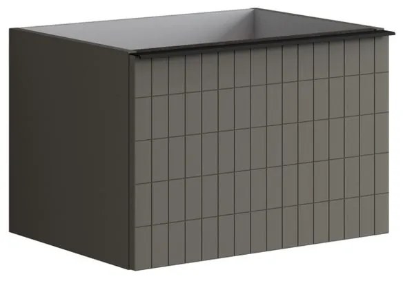 Mobile da bagno sotto lavabo Pixel grid frontale grigio carbone e maniglia alluminio nero laccato L 60 x H 40 x P 45.5 cm 2 cassetti, lavabo non incluso
