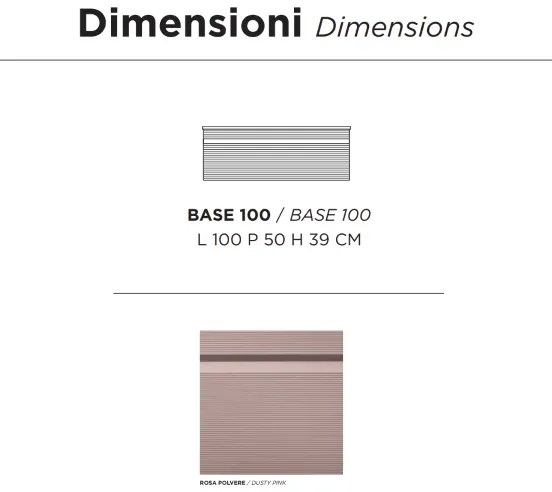 Cassetto sospeso portalavabo da bagno in PVC 100 cm RIO Rosa Polvere