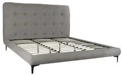 Letto DKD Home Decor Grigio Metallo Legno Poliestere Alluminio (200 x 220 x 120 cm)