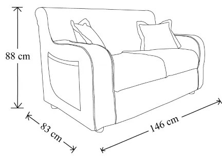 Divano sfoderabile 2 posti 146 cm PARIGI bicolore GRIGIO e BLU