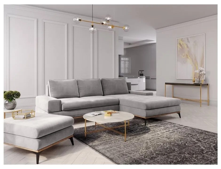 Divano letto angolare grigio chiaro, angolo destro Planet - Windsor &amp; Co Sofas