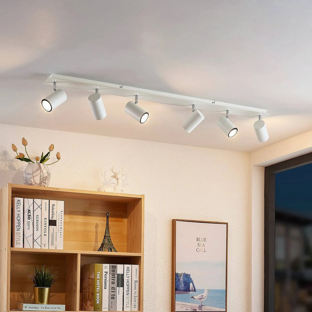 Faretto da soffitto Lindby Joffrey, 116 cm, bianco, a 6 luci, GU10