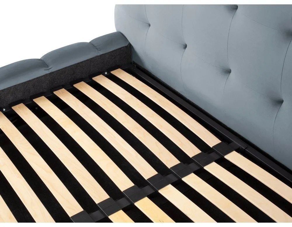 Letto matrimoniale imbottito azzurro con contenitore con griglia 200x200 cm Bali - Cosmopolitan Design