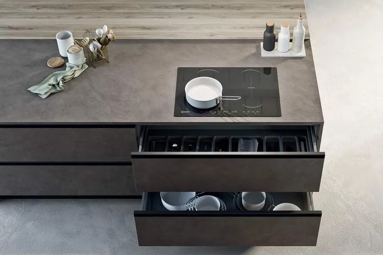 Cucina Moderna Icon Swing con isola snack modulare
