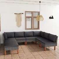 Set Divani da Giardino 8 pz con Cuscini in Polyrattan Grigio cod mxl 53389