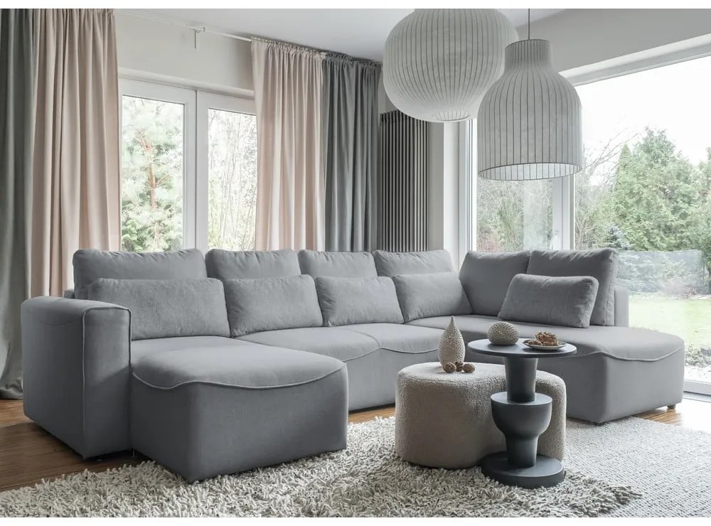 Divano letto angolare grigio (a U) Homely Tommy - Miuform