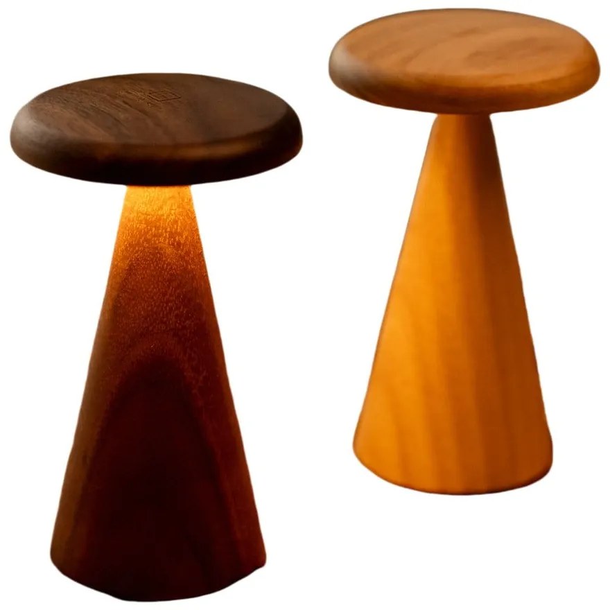 Lampada da tavolo LED colore naturale scuro con paralume in legno (altezza totale 14 cm) Sylva – Gingko