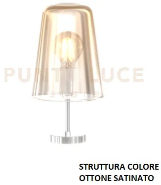 Lumetto ottone sat. 1 luce ambra 1164os-pt-am