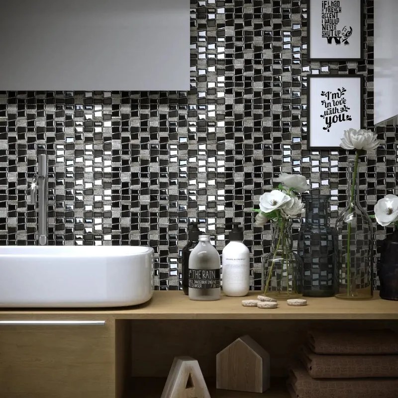 Mosaico pietra Vertical Freedom Black nero, 11 pezzi