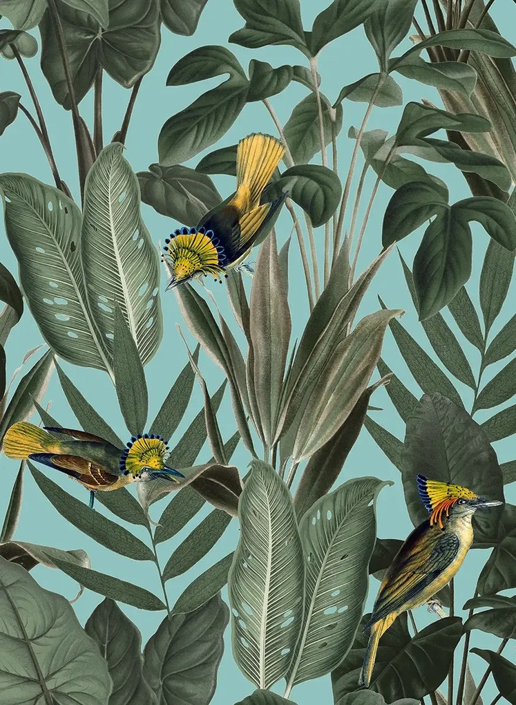 Rebel Walls Carta da parati Birds of Paradise - Lush Green