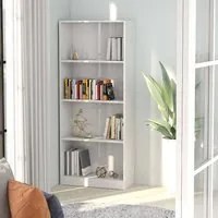 Libreria a 4 Ripiani Bianca Lucida 60x24x142 cm in Truciolato cod mxl 9918