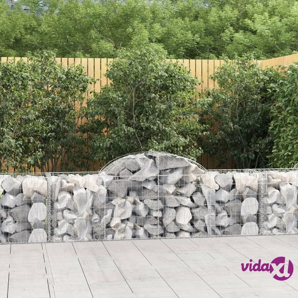 vidaXL Cesti Gabbioni ad Arco 6 pz 200x50x60/80 cm Ferro Zincato