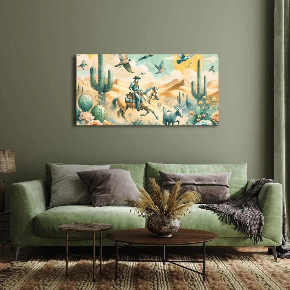 Quadro su tela – Scena western con cavallo