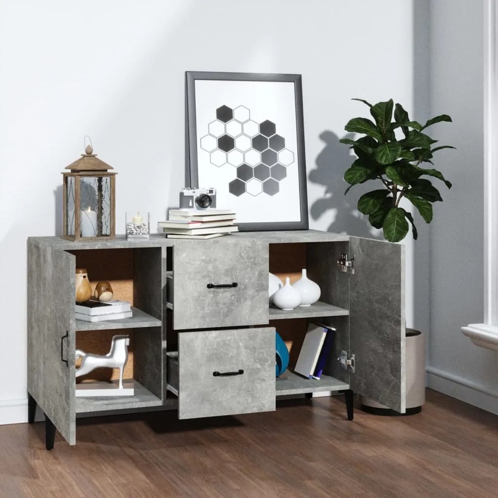 Credenza grigio cemento 100x36x60 cm in legno multistrato