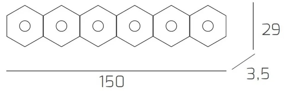 Plafoniera Moderna Hexagon Metallo Grigio 6 Luci Led 12X6W