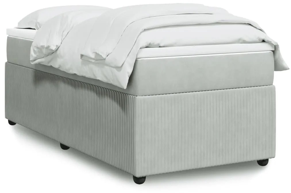 Giroletto A Molle Con Materasso Grigio Chiaro 90x190 Cm Velluto /