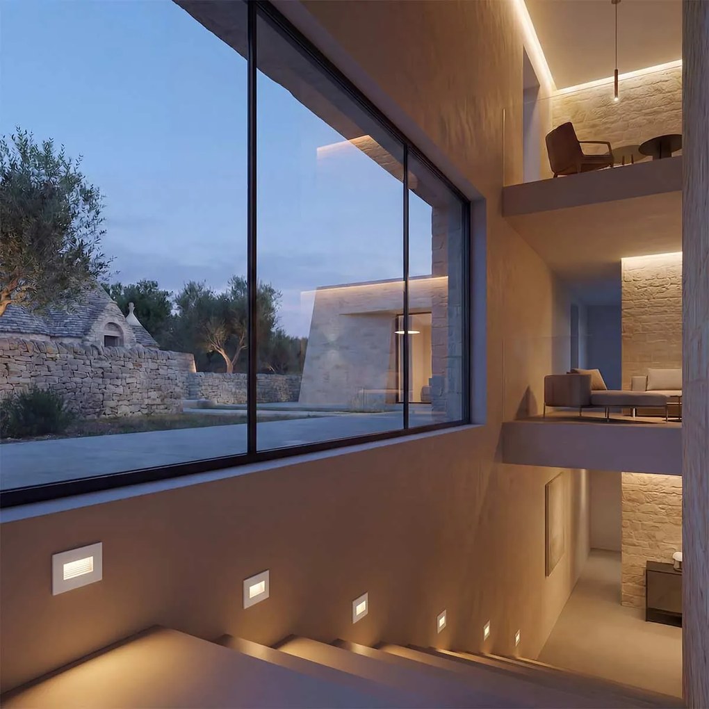 Segnapasso LED per scatola 503 3.5W IP65 Luce Asimmetrica Colore Bianco Caldo 2.700K