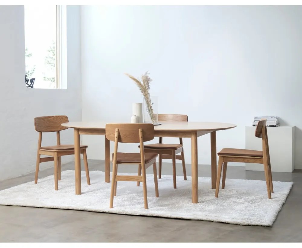 Sedia da pranzo in similpelle in colore marrone cognac-naturale Livo - Unique Furniture