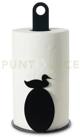 Porta rotoli da cucina duck nero in ferro 15x30hcm
