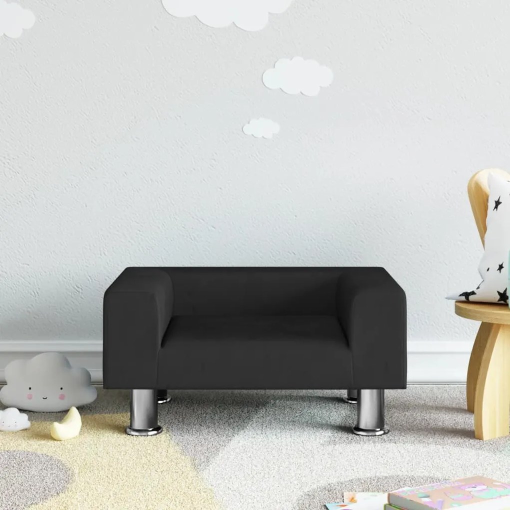 Divano Per Bambini Nero 50x40x26,5 Cm İn Velluto /
