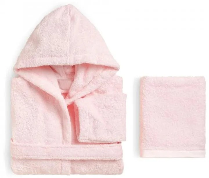 Accappatoio bambino e asciugamano in spugna Perla Biancoperla  Colore Rosa, Dimensioni e Misure 3-4 ANNI