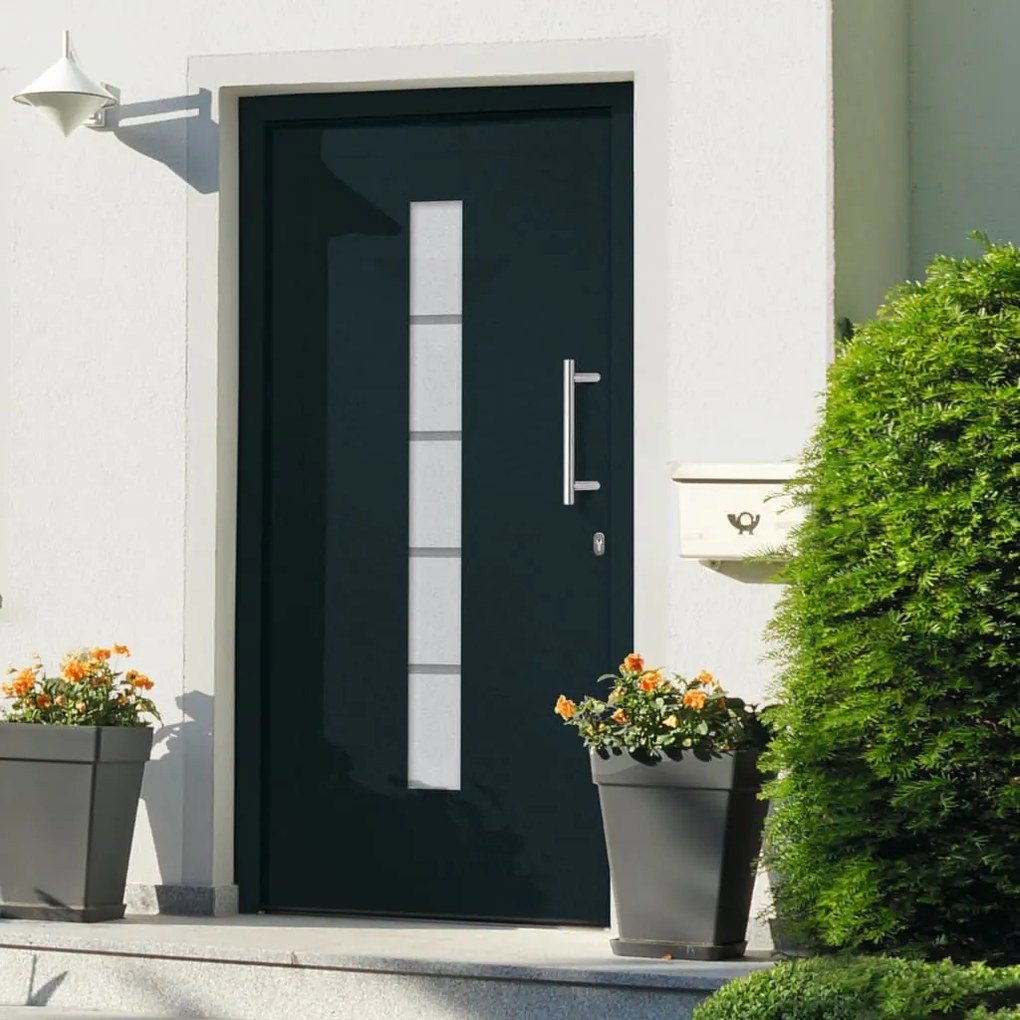Porta Dıngresso İn Alluminio E Pvc Antracite 100x200 Cm /