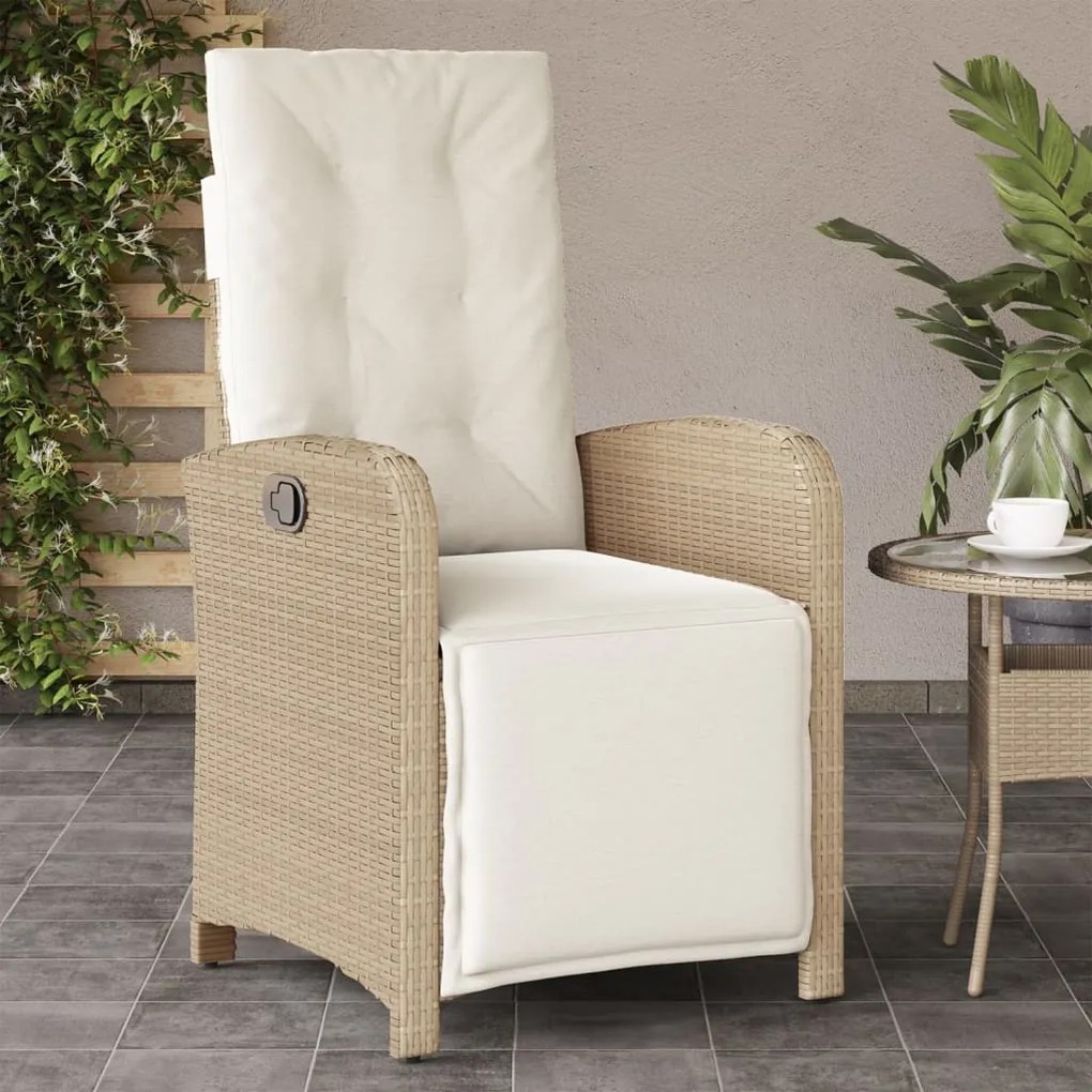 Sedie da giardino reclinabili 2 pz con poggiapiedi polyrattan