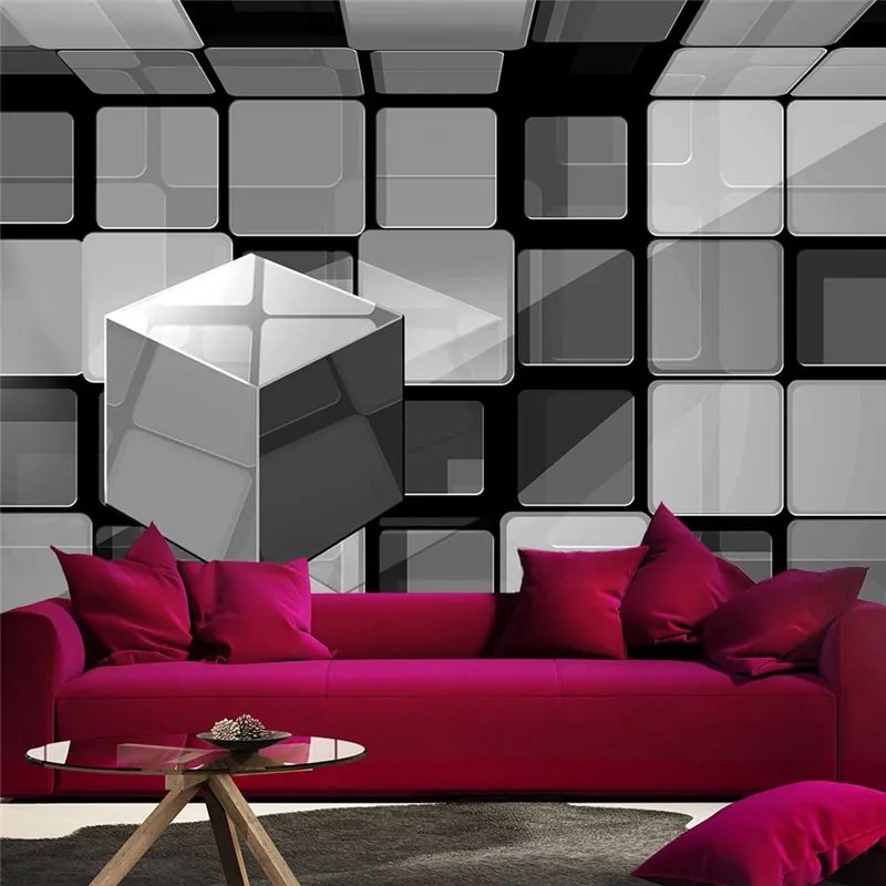 Fotomurale  Rubik's cube in gray  Colore Grigio, Dimensioni e Misure 150x105