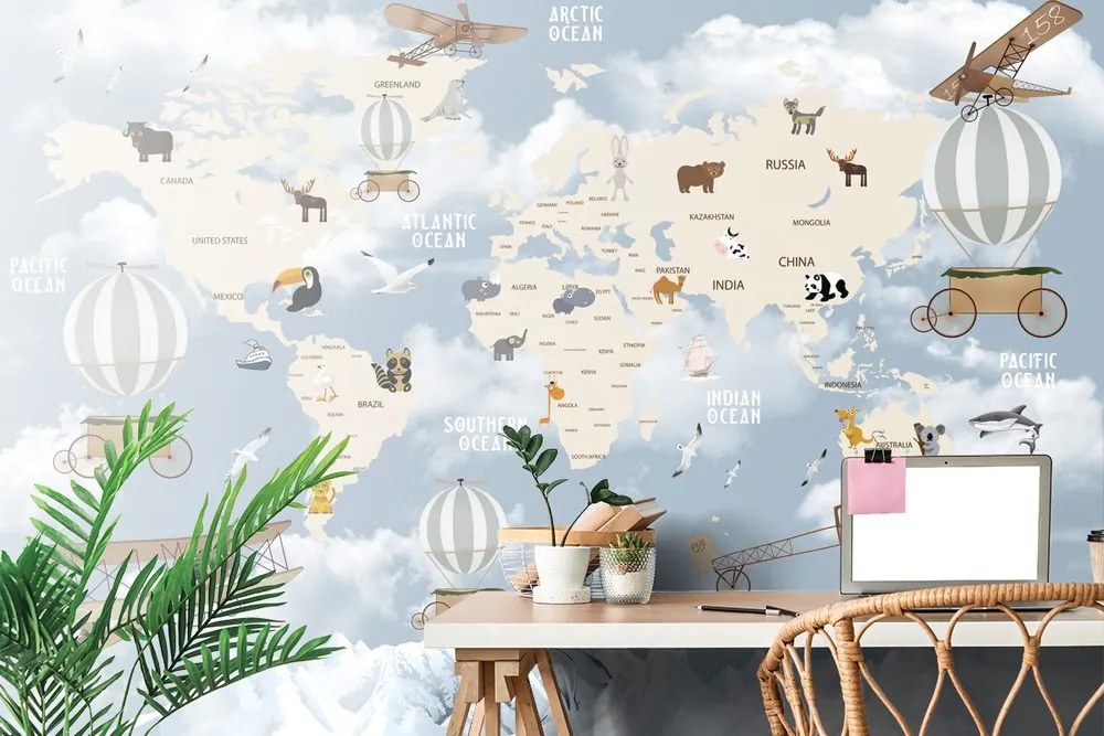 Carta da parati – Magnifica Mappa per Bambini con Animali