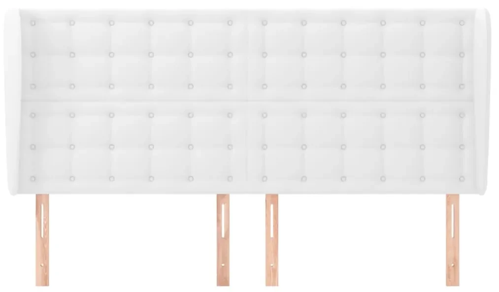 Testiera ad orecchio bianca 203x23x118/128 cm in similpelle
