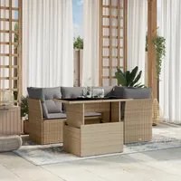 Set Divano da Giardino 5 pz con Cuscini Beige in Polyrattan 3266559