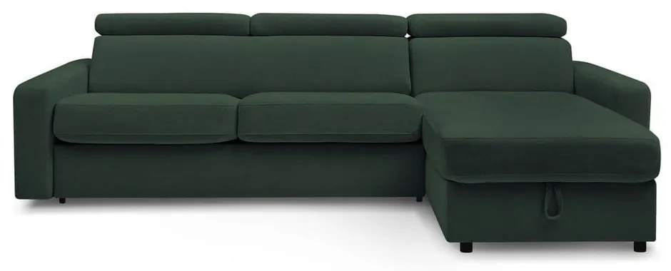 Divano angolare in verde scuro allungabile (con composizione variabile) Monaco – Bobochic Paris