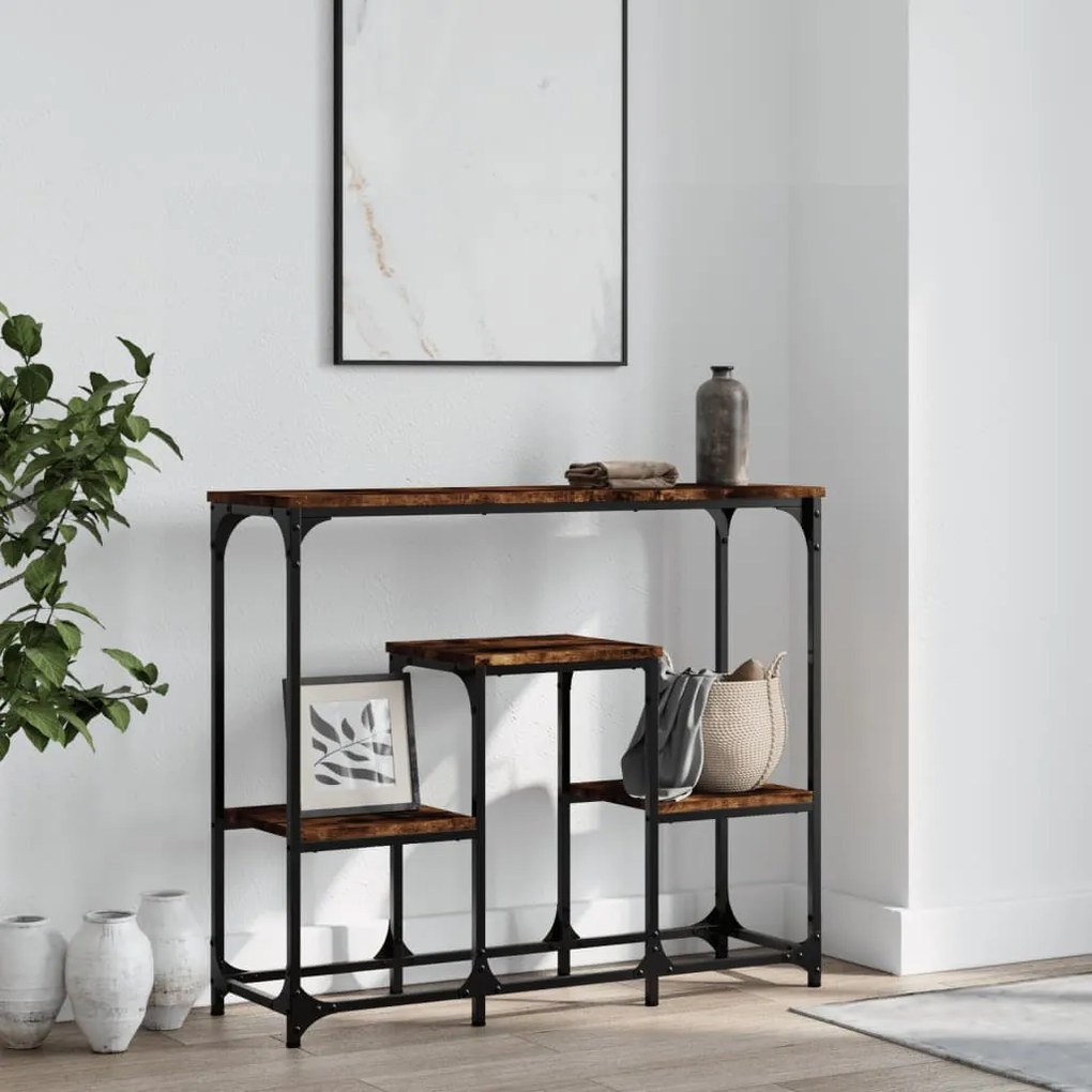 Tavolo consolle rovere fumo 89,5x28x76 cm legno multistrato