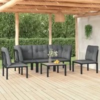 Set Salotto da Giardino 6 pz in Polyrattan Nero e Grigiocod mxl 76707