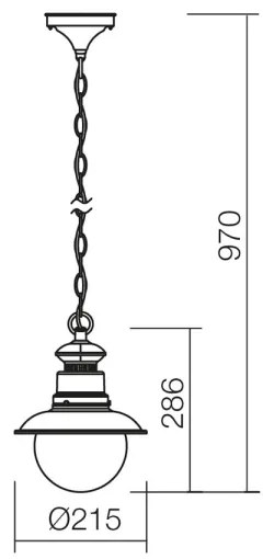 Redo 9046 - Lampadario a sospensione con catena da esterno SCOTT 1xE27/42W/230V IP44