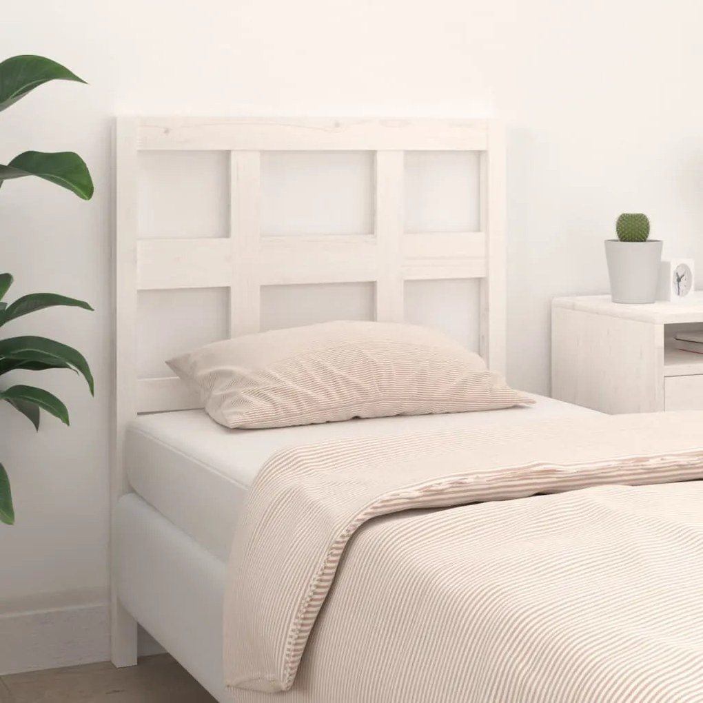 Testiera Per Letto Bianca 80,5x4x100 Cm Legno Massello Di Pino /