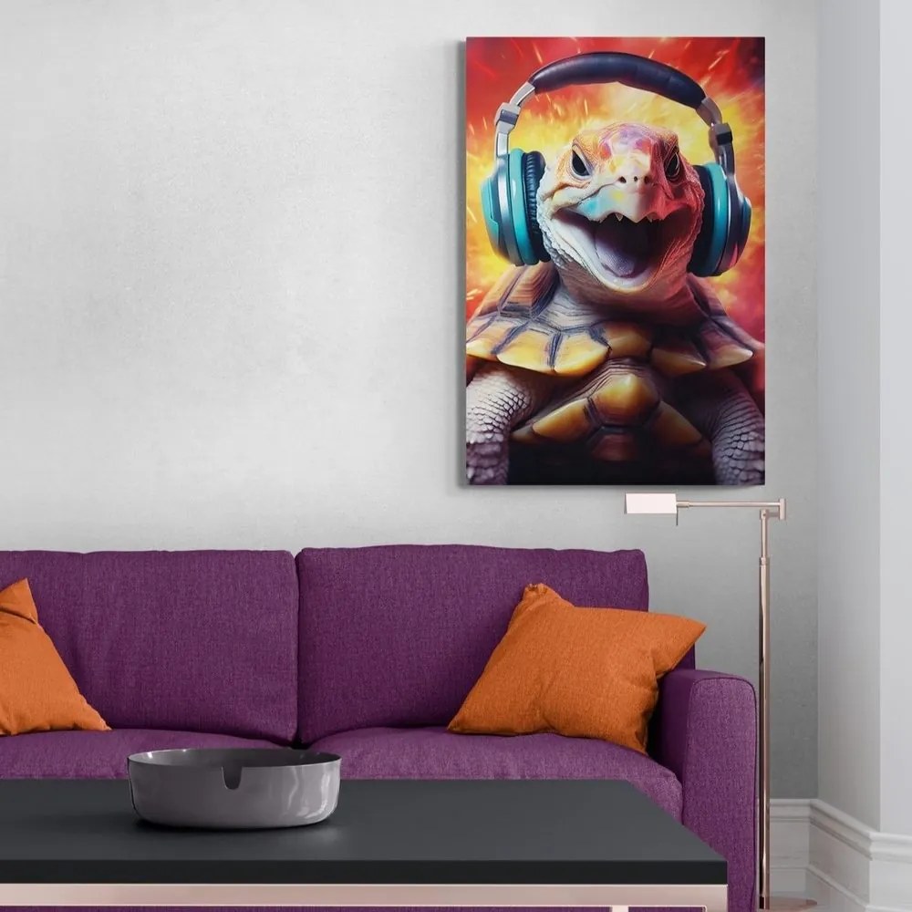 Quadro su tela – Tartaruga con cuffie